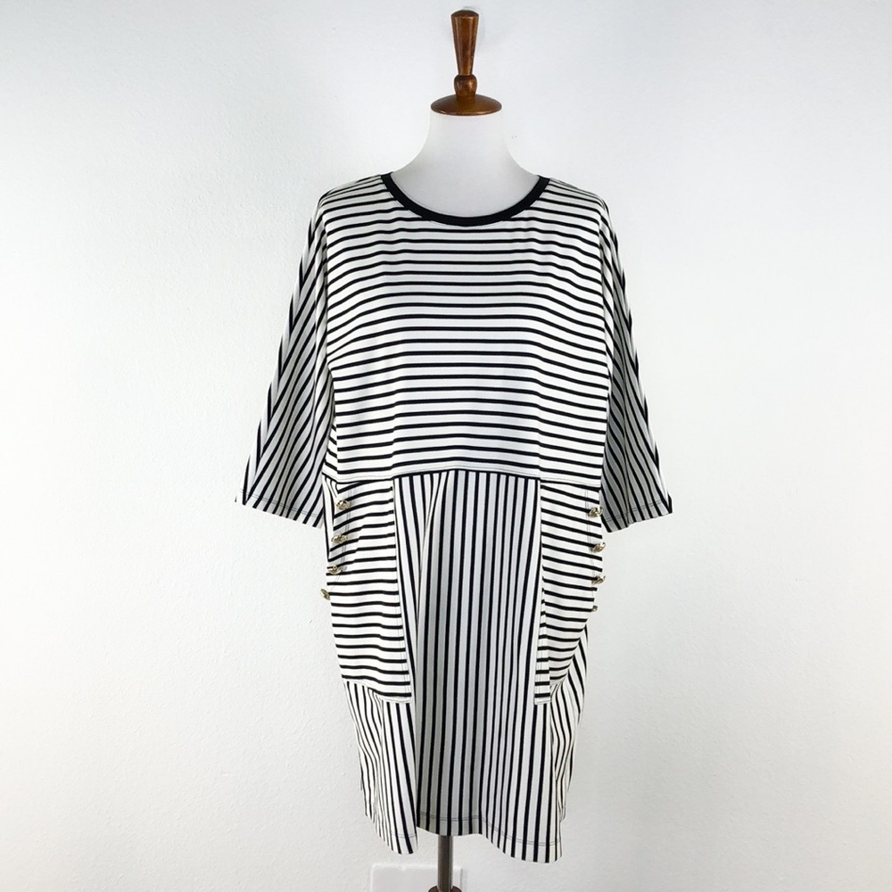Anna Rachele Jeans Black White Stripe Shirt Dress